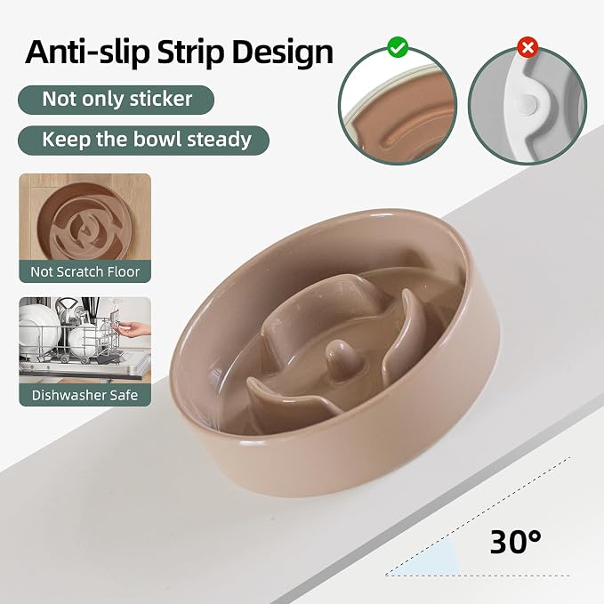 Havniva Ceramic Slow Feeder Dog Bowls, 0.9 Cups Dog Bowl Slow Feeding for Small Breed, 6.1inch Puzzle Dog Food Bowl Slow Feeder Non-Slip Anti-Gulping and Anti-Choking Reduces Bloating