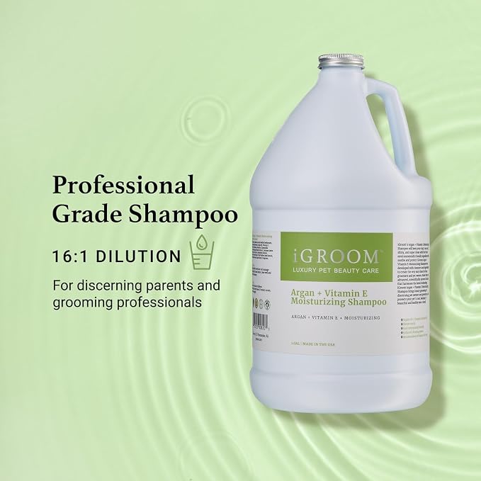 iGroom Argan+Vitamin E Dog Shampoo, Groom Like a Professional, Enhanced Cleaning Power, Recommended pH Balance, Made in USA, Gallon