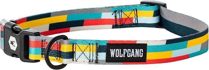 Wolfgang Heavy Duty, Adjustable Dog Collar with Quick Release Nylon Buckle for Walking & Training, Mixtape Print, Large