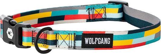 Wolfgang Heavy Duty, Adjustable Dog Collar with Quick Release Nylon Buckle for Walking & Training, Mixtape Print, Large