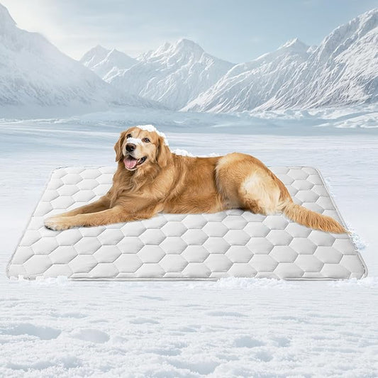 EHEYCIGA Cooling Mat for Dogs, 41" x 28"(Q-Max>0.53), Washable Dog Cooling Mat, Portable Kennel Cooling Pet Pad for Summer, Non-Slip Summer Crate Pad for Large Dog, Grey