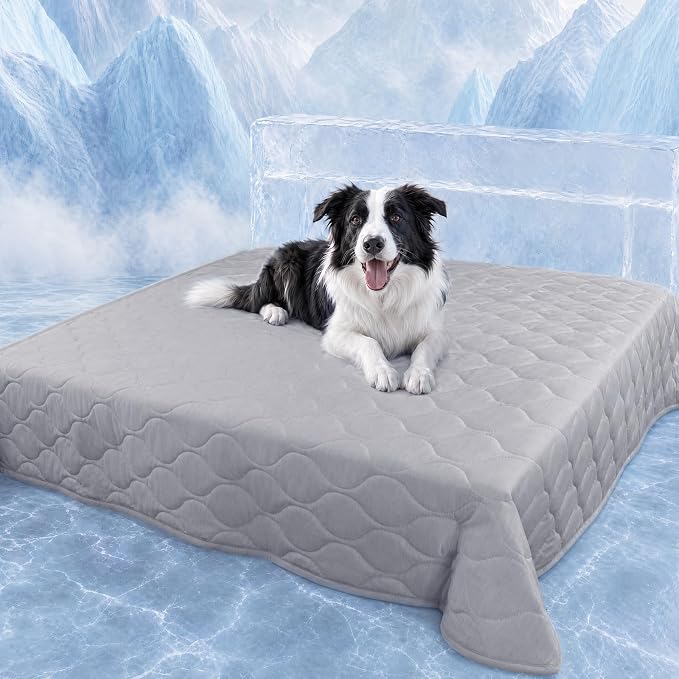Luciphia Waterproof Cooling Mat for Dogs Couch Cover Q-MAX>0.5, Leakproof Pet Pad Non-Slip Throw Blanket for Cat Puppy Crate Bed Protector Outdoor (Cloud Grey, 60x80 inches)