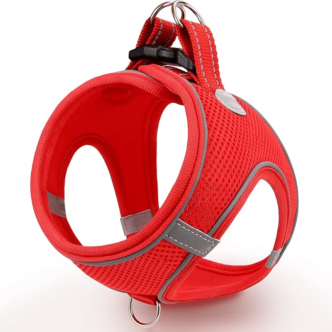 Joytale Small Dog Harness, Breathable Mesh Step-in Vest, Reflective Soft Padded Harnesses for Small and Medium Dogs, Red, L