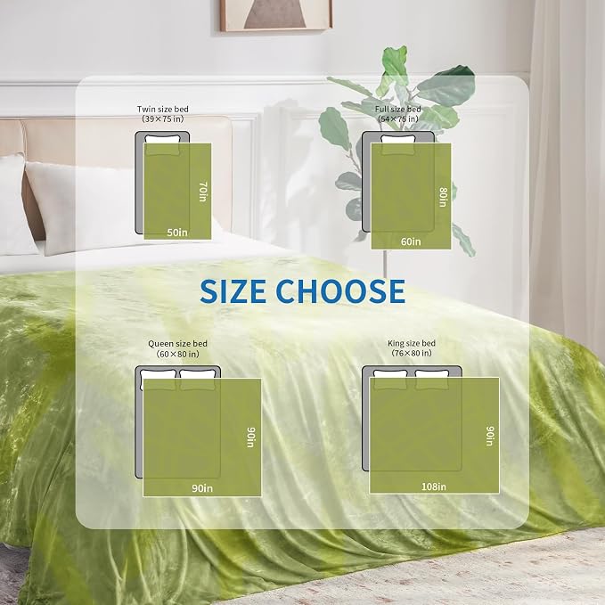 Guohaoi Cooling Throw Blanket for Hot Sleepers, Full Size 60''×90'' Lightweight Breathable Summer Bed Blanket for Couch, Arc-Chill Q-Max >0.5 Cool Fiber,Lightweight Tie Dye Blanket Light Green