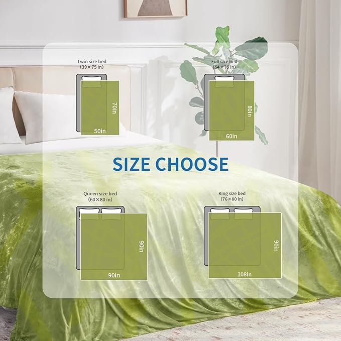 Guohaoi Cooling Throw Blanket for Hot Sleepers, King Size 90''×108'' Lightweight Breathable Summer Bed Blanket for Couch, Arc-Chill Q-Max >0.5 Cool Fiber,Lightweight Tie Dye Blanket Light Green
