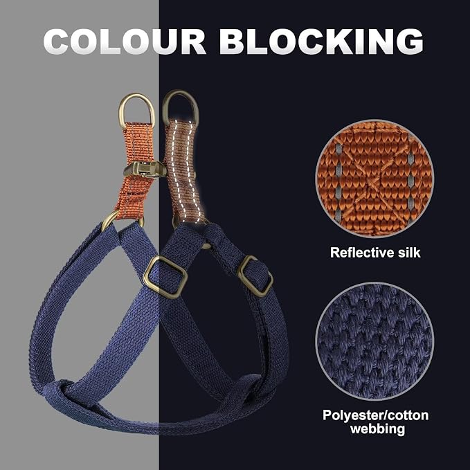 Didog Step in Dog Harness with Metal Buckles, Freedom Nylon Dog Halter Vests for Small Dogs Easy Walking Training(S:Chest 13-22", Dark Blue)