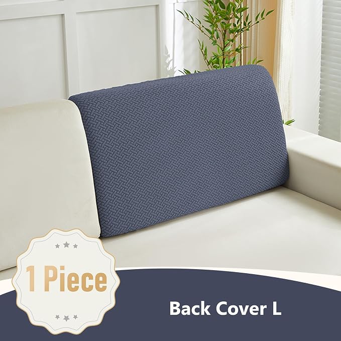 Yoovat Couch Cushion Covers for Sofa Couch Covers Wear-Resistant Universal Sofa Cover Washable Stretch for Sectional Slipcovers (Texture-Gray Blue,Back Cover L)
