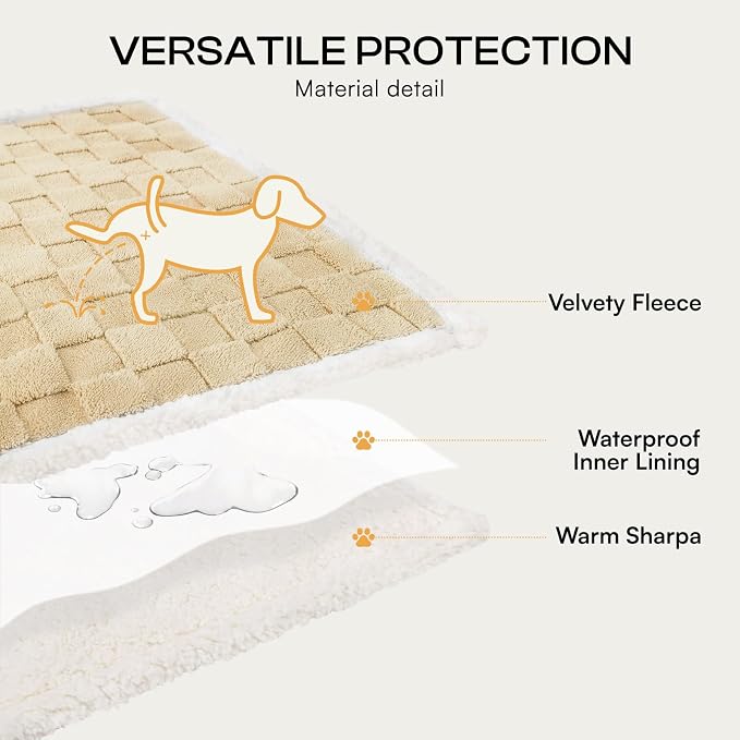 Luciphia Waterproof Dog Blanket, Emotional Support Leakproof Large Pet Blanket for Couch Sofa Bed Protector, Washable Soft Sherpa Fleece with 3D Jacquard, Cozy Calming Reversible, Yellow, 85"x57"