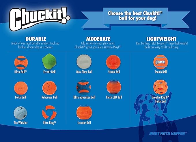 ChuckIt! High-Bounce Rubber Fetch Ball, Small (Colors Vary) 2 Pack