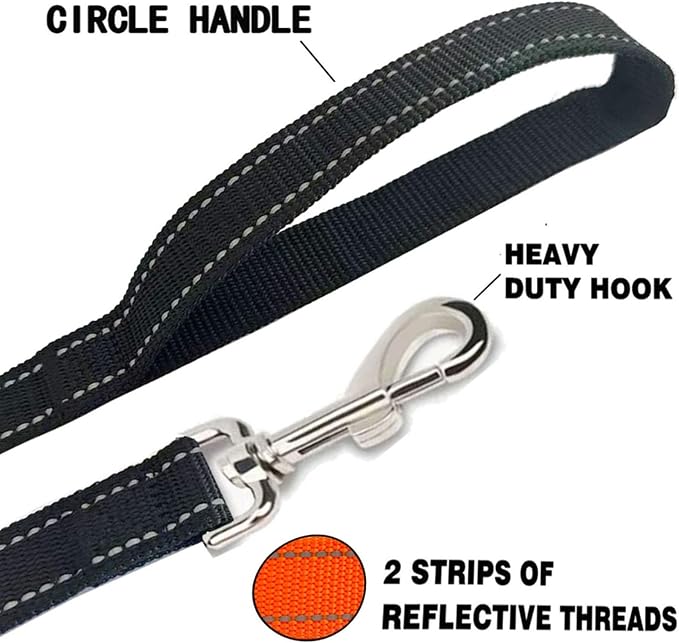 Reflective Dog Leash 7Ft /8 Feet Long, 1 Inch Wide, for Small and Medium Dogs