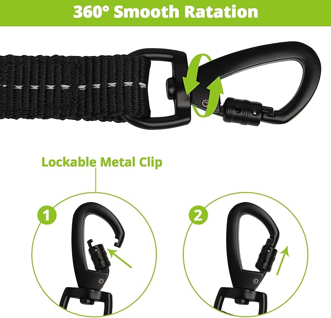 Long Dog Leash 50 FT: Heavy Duty Rope Leashes for Dogs Training with Swivel Lockable Hook Reflective Threads Bungee and Padded Handle - Dog Lead for Large Small Medium Dogs Outside Walking Hiking