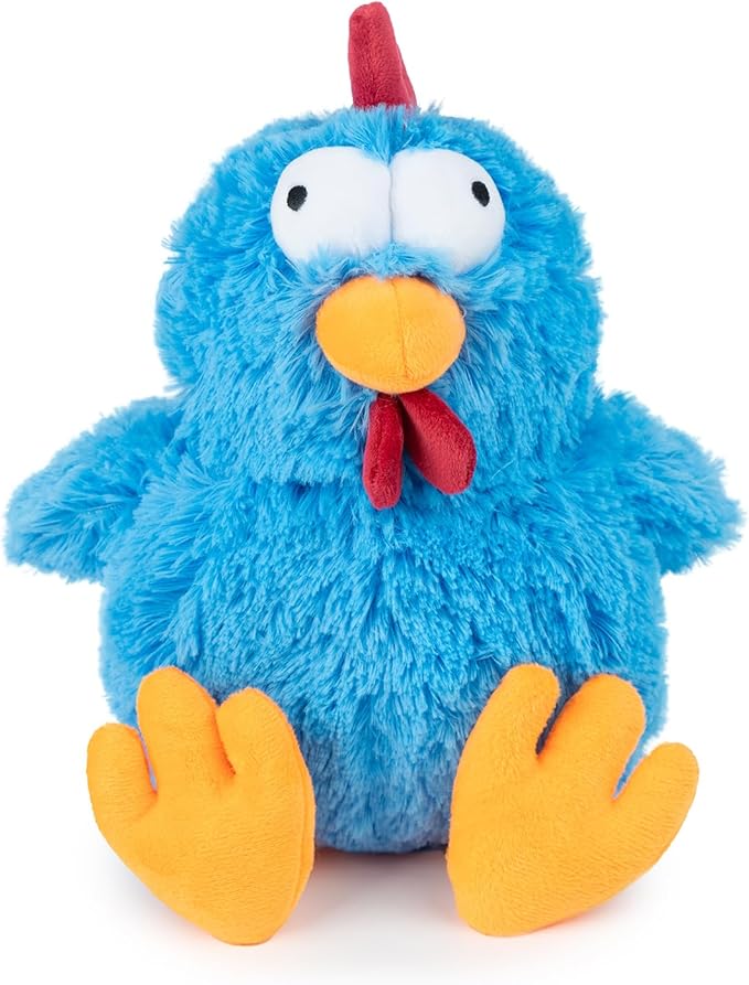 Best Pet Supplies Interactive Squeaky Dog Chew Toy, Ideal Dog Toys for Chewers, Small, Medium & Large Dogs, and Fetch Lovers - Mrs. Cluck (Blue), Large