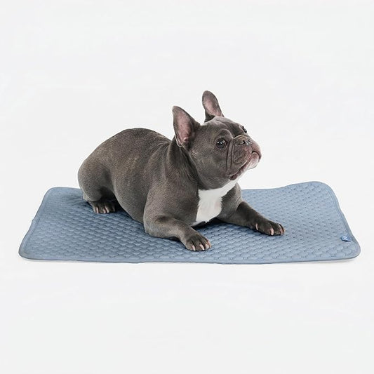 Spark Paws Cooling Mat for Dogs - Self Cooling Dog Mat & Pet Cooling Pad for Large, Medium & Small Dogs - Non-Toxic, Non-Gel Washable Cooling Bed - Ash Blue - Size M