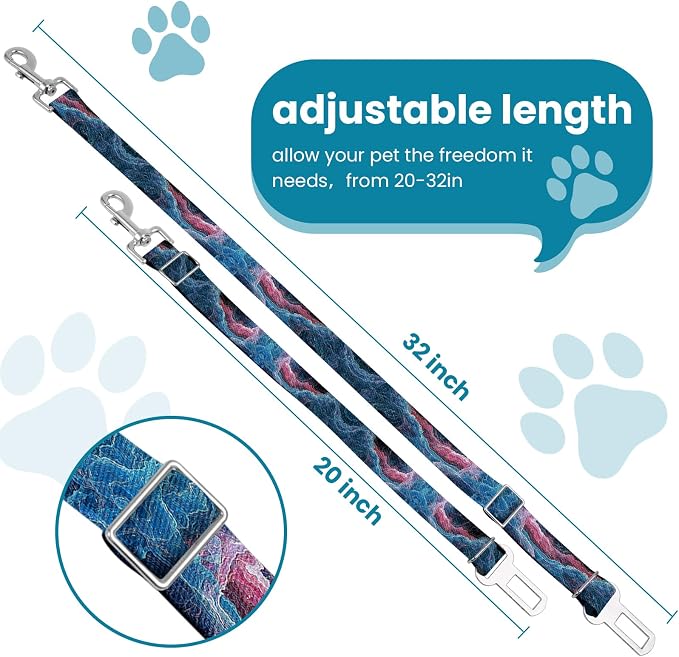 Adjustable pet cat and Dog car seat Belt，The Lanyard is Flexible and Adjustable from 20 to 33 inches (Black Lightning)
