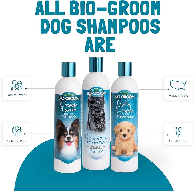 Bio-Groom Country Freesia Dog Shampoo – Natural Scent Pet Shampoo, Aloe Vera, Chamomile, Cat & Dog Bathing Supplies, Puppy Wash, Cruelty-Free, Made in USA, Quick Rinse Cat Shampoo – 12 fl oz 1-Pack