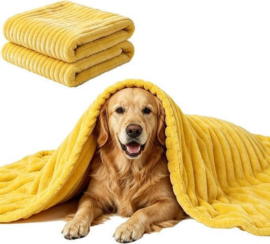 Emotional Support Blanket for Dogs, Yellow Blanket for Dog, Washable High Visibility Dog Blankets, for Help Reduce Pet Separation Anxiety (Yellow-S, 1Pcs)