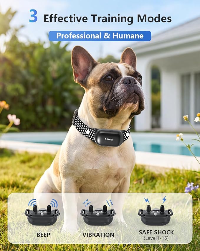 PATPET Shock Collar for Dogs(10-120lbs), 4000ft Rechargeable IPX7 Waterproof Training Collar with Remote for 2 Dogs- Electric Dog Collar for Small Medium Large Dogs 2 Packs