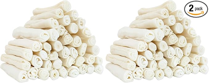 MON2SUN Dog Rawhide Rolls Twist Sticks Chew Treats Natural Flavor 6.5 Inch 40 Count for Puppy and Small Dogs (Pack of 2)