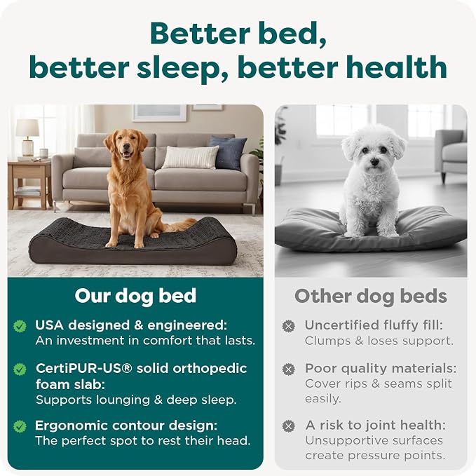 FurHaven Ultra Plush & Suede Luxe Lounger Orthopedic Pet Bed, Chocolate, JumboPlus
