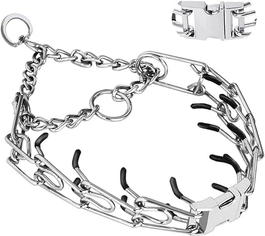 Prong Collar for Dogs, Dog Training Collar, Adjustable Size Dog Pinch No Pull Collar with Quick Release Buckle for Small Medium Large Dogs(with Extra Links) S(14-18" Neck, 2.25mm)