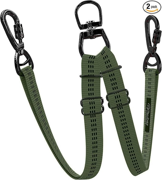 Dog Leash – Dual Reflective with Non-Tangle Design – Heavy Duty Nylon and Metal Buckles – Ideal (Khaki, 2 Dog Leash)