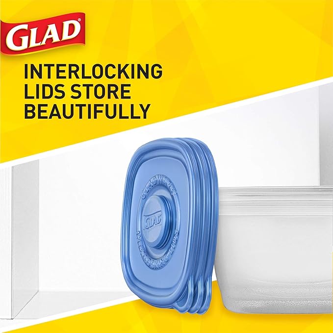 Glad GladWare Mini Round Food Storage Containers with Lids, Small BPA Free Reusable Plastic Snack Containers with Lock Tight Seal for Lunch, Portion Control, and On the Go, 4 Oz, 8 Count - 12 Pack
