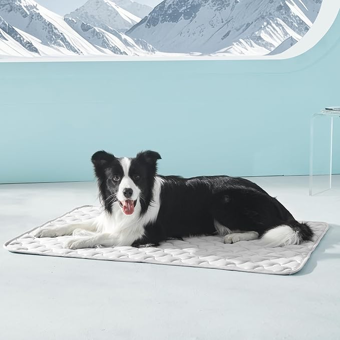 GASUR Cooling Mat for Extra Large Dogs, Q-Max>0.5 Instant Temp Drop Dog Cooling Mats, Cooling Pad for Dog-Summer Indoor Outdoor Travel Use, Snag Resistant，Machine Washable& Anti-Slip,44"X32" Grey