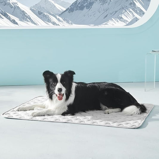GASUR Cooling Mat for Extra Large Dogs, Q-Max>0.5 Instant Temp Drop Dog Cooling Mats, Cooling Pad for Dog-Summer Indoor Outdoor Travel Use, Snag Resistant，Machine Washable& Anti-Slip,44"X32" Grey
