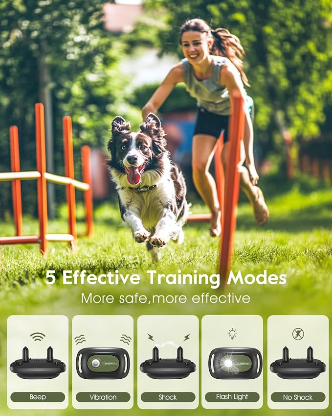 SLOPEHILL Dog Shock Collar - 4200FT Dog Training Collar with Remote,IPX8 Waterproof E-Collar with Beep,Vibration,Shock,Flash Light,No Shock Mode,Shock Collar for Small Medium Large Dog 8-140lbs,Green