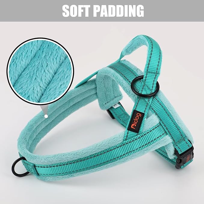 Didog Soft Flannel Padded Dog Vest Harness, No Pull/Quick Fit Reflective Dog Strap Harness, Easy for Training Walking (L:Chest 26-32", Green)