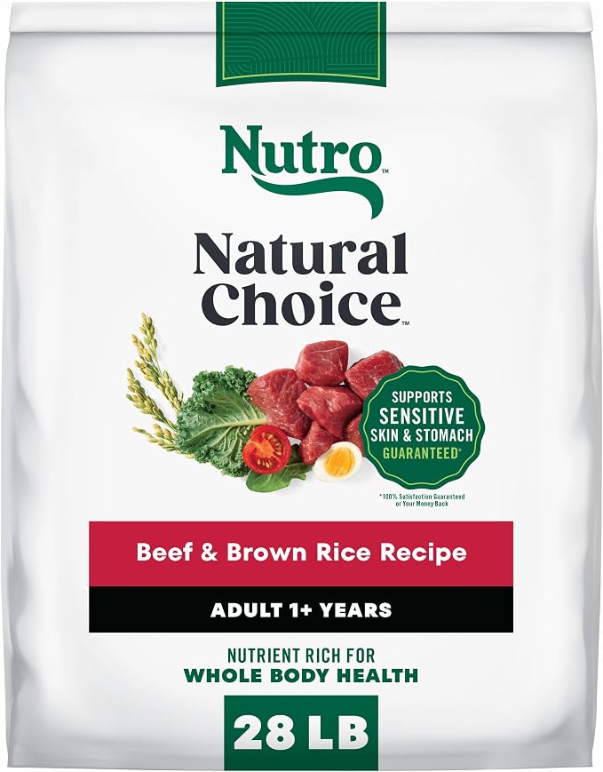 Nutro Natural Choice Dry Dog Food, Adult Dog Food Dry Beef and Brown Rice Recipe, 28 lbs.