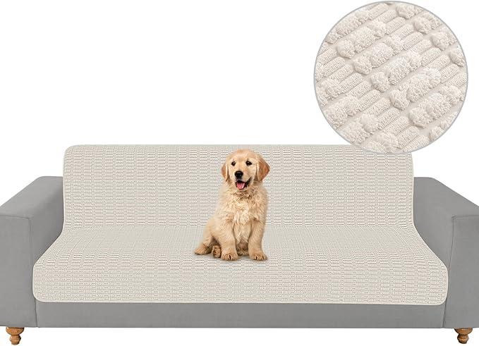 Foxdecor Couch Cover Sofa Covers Washable, Dog Bed Cover Couch Covers for 3 Cushion Couch Sofa Pet Friendly, Dog Couch Cover Furniture Covers for Pets.(Cream 58x82 inch)