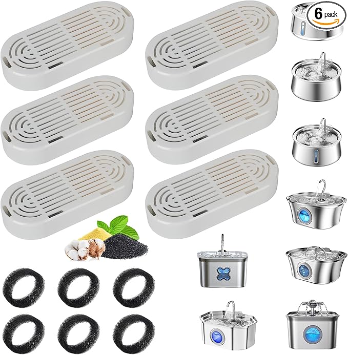 Cat Water Fountain Filter,Cat Fountain Filters Replacement for 3.2L/108oz ship-shaped Cat Drinking Fountain and 4L/134oz Stainless Steel Pet Fountain,Pet Water Fountain Filter