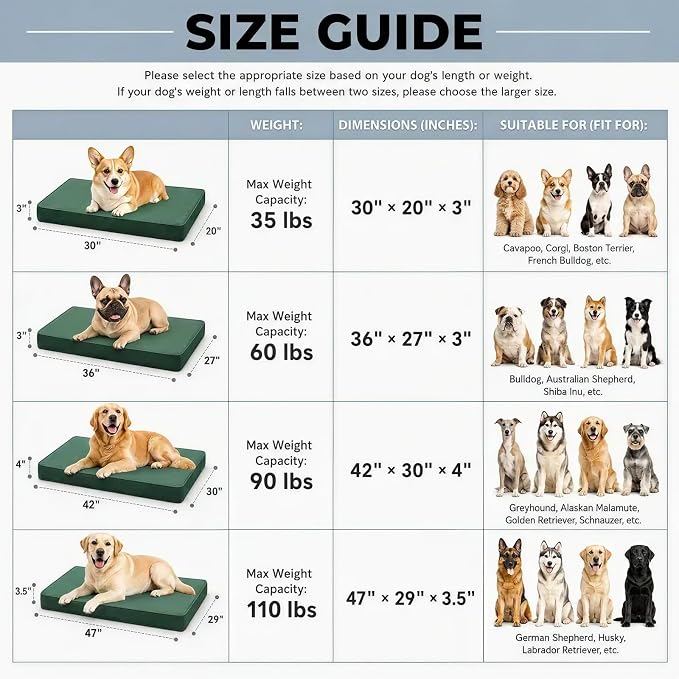 WNPETHOME Outdoor Dog Bed Waterproof, Large Outdoor Dog Bed for Large Sized Dog, Outdoor Indoor Dog Bed with Removable Washable Cover, Egg Crate Foam Dog Crate Mat, Durable Waterproof Dog Bed, Green