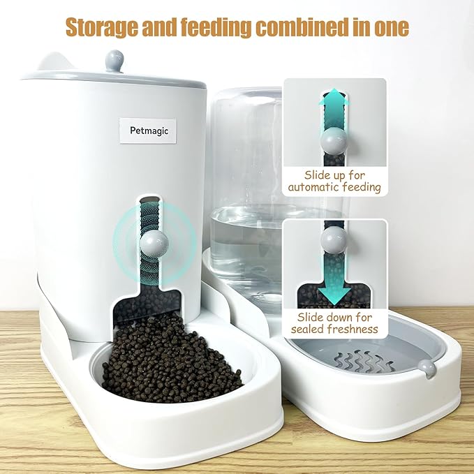 Gravity cat Feeder by Petmagic is a 3.6L Large-Capacity cat Food and Water Bowl Set. This Two-piece Set is Suitable for pet Feeding, Including Small and Medium-Sized Dogs, Kittens.
