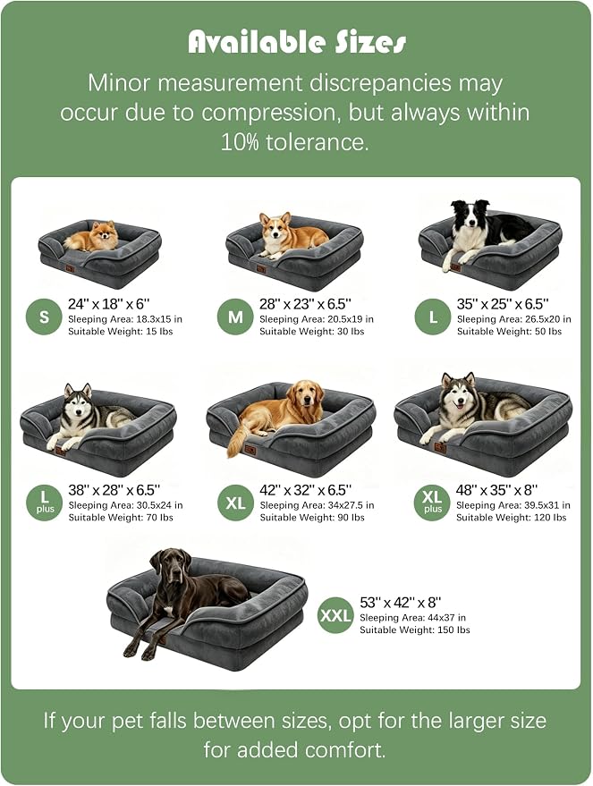 Spotted Play Orthopedic Dog Bed with Sides - Sofa Beds for Medium Dogs, Supportive Foam Pet Couch Bed with Washable Removable Cover, Waterproof Lining and Non-Slip Bottom, Dark Grey - M