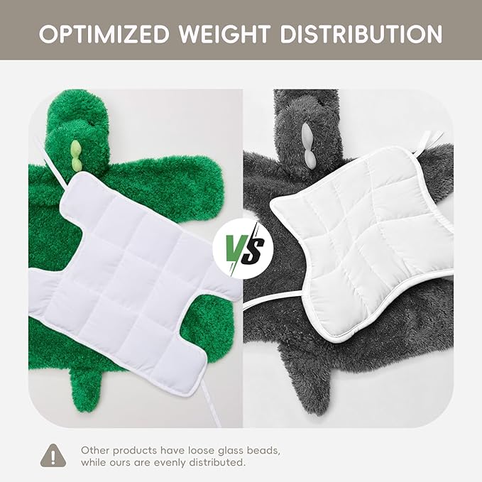 L'AGRATY Weighted Lap Pad for Kids 7 lbs, Sensory Needs Weighted Dinosaur Stuffed Animals Lap Blanket Soft Plush Hugging Sensory for Kids Teen Adults Removable Washable Cover