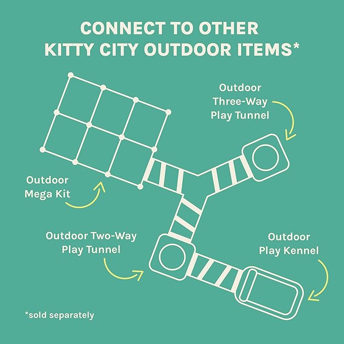 Kitty City Catio Outdoor 20' Cat Tunnel – 20‑Foot Cat‑Sized Play Tunnel, 11” Diameter, Modular Catio Connector for Cats & Small Pets