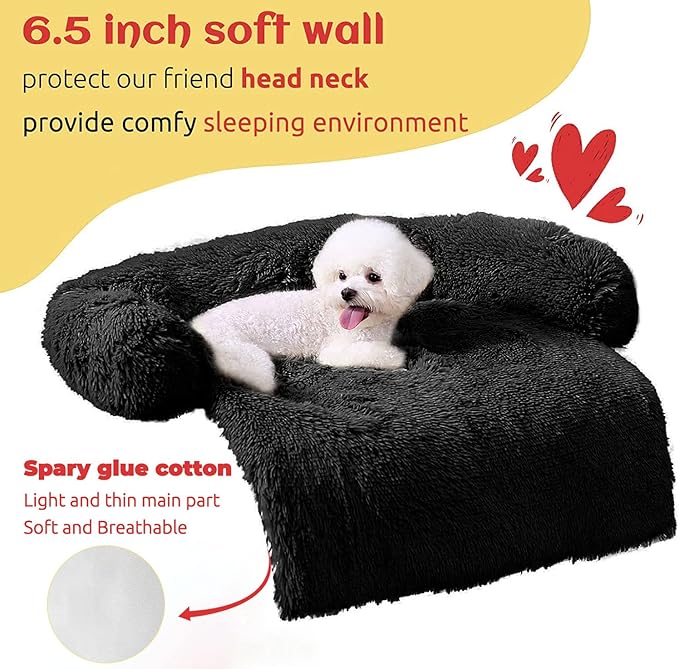 HACHIKITTY Dog Sofa Bed Mat Cover Soft Plush, Couch Cover for Dogs Dog Mat for Furniture Protector Pet Sofa Mat for Dogs, Dog Furniture Bed Sofa Cushion Washable Dogs Bed Mats (Large, Black)