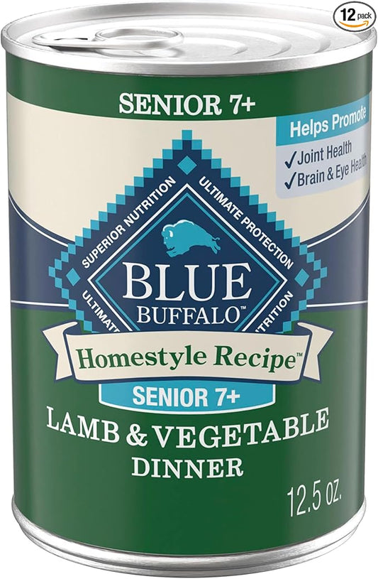 Blue Buffalo Homestyle Recipe Senior 7+ Lamb and Vegetable Dinner Wet Dog Food for Senior 7+ Dogs, Lamb Recipe, 12.5 oz. Can (Pack of 12)