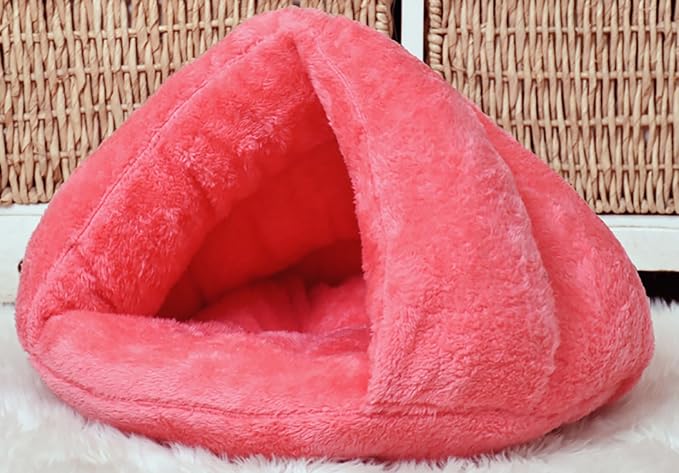 Pet Tent Cave for Small Medium Puppies, Kitty Dogs, Cats - Sleeping Bag With Thick Fleece, Warm Soft Bed, Cuddler Burrow House, Hole Igloo Nest, Cozy for Cat Puppy