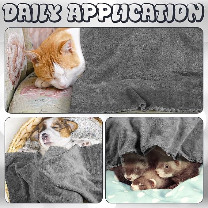 Newwiee 24 Pcs 24 Pcs Guinea Pig Fleece Bedding Blankets Bulk Washable Small Animal Fleece Cage Liners Pet Wash Cloth Sleeping Mat Cover for Hamster Chinchilla Rabbit Hedgehog (14 x 30 Inch,Gray)