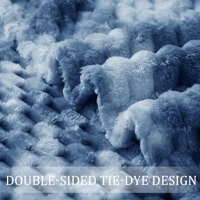 Exclusivo Mezcla Fleece Throw Blanket for Couch, Extra Large Fuzzy Tie-dye Stone Blue Bed Blankets, Soft Cozy Plush Sofa Throws for All Seasons, 50x70 Inches