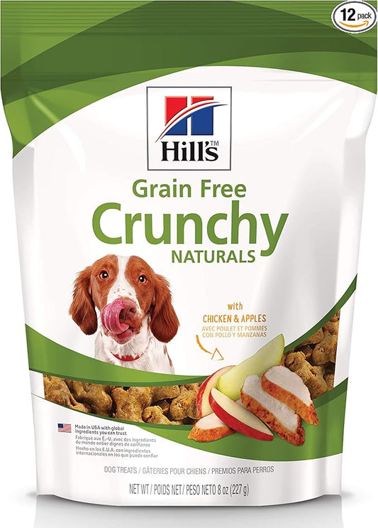 Hill's Natural Grain-Free Crunchy Dog Treats, Chicken & Apples, 8 oz. Bag (Pack of 12)