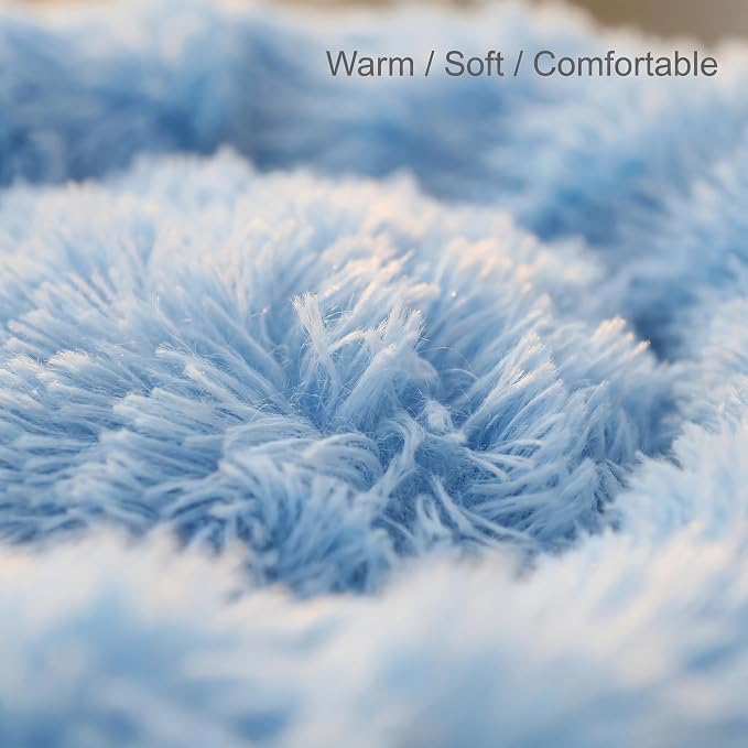Guinea Pig Bed 11.8 Inch for Small Animal，Washable Small Animal Beds，Hideout Soft & Comfortable Donut Bed for Dwarf Rabbits/Hamster/Hedgehog/Ferrets,Blue and White