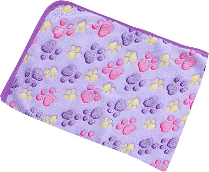 UTTPLL Blanket-Machine-Washable-Premium-Shedding Soft Warm Dog Blankets Puppy Essentials Animals Cat Fleece Fluffy Flannel Throw Pet Dog Gifts Cute Paw Purple Small
