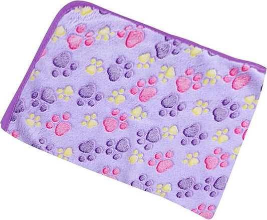 UTTPLL Blanket-Machine-Washable-Premium-Shedding Soft Warm Dog Blankets Puppy Essentials Animals Cat Fleece Fluffy Flannel Throw Pet Dog Gifts Cute Paw Purple Small