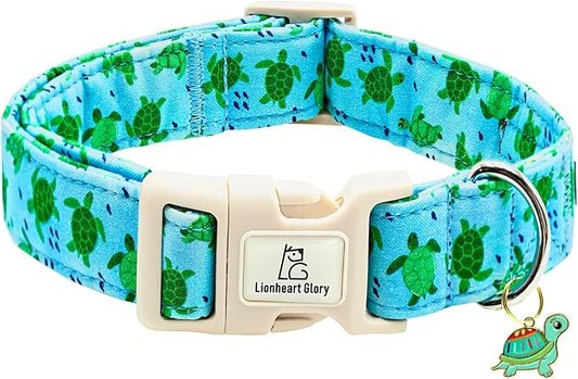 Lionheart glory Dog Collar Blue Sea Turtles Dogs Collar Spring Summer Cute Collars Dog Boy or Girl Soft Durable Adjustable Dog Collars for Small Dogs Pet Gift