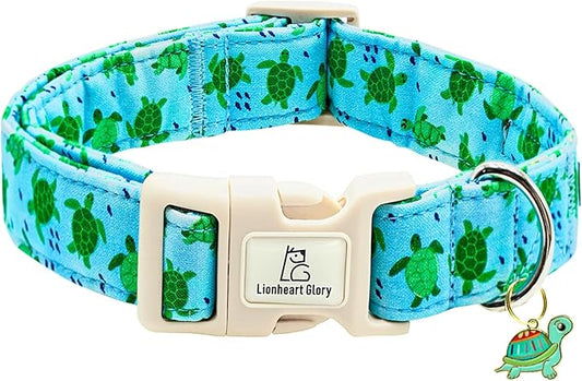 Lionheart glory Dog Collar Blue Sea Turtles Dogs Collar Spring Summer Cute Collars Dog Boy or Girl Soft Durable Adjustable Dog Collars for Large Dogs Pet Gift