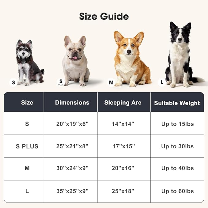 GASUR Dog Beds Small Medium Size, Small Dog Bed Washable, Orthopedic Pet Sofa Bed, Pet Cuddler Anti-Slip Bottom, Soft Calming Sleeping Warming Puppy Bed (S Plus (25"x 21"x 8"), Black)